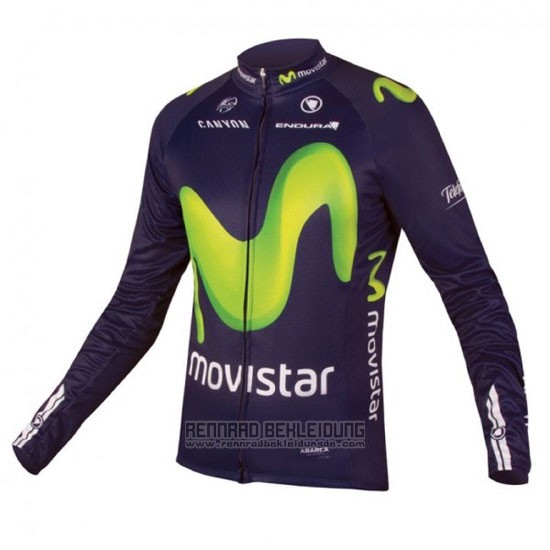 2016 Fahrradbekleidung Movistar Grun und Blau Trikot Langarm und Tragerhose